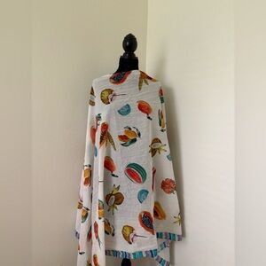 Calypso St. Barth White Scarf with Colorful Fruit Print